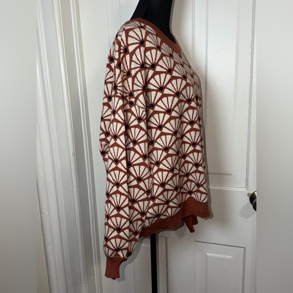 NWT Women's plus size 2X sweater Daniel Rainn Rust‎ and Cream Knit Sweater - Picture 2 of 5